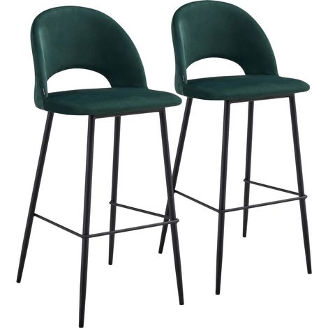 Lot de 2 chaises hautes en métal et velours vert (1/5)