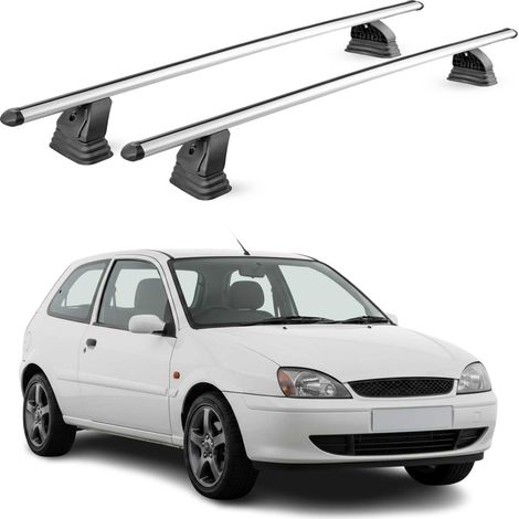 OMAC Barres de toit transversales en aluminium pour Ford Fiesta IV 1995-2002 3Portes – TÜV / DIN 75302:2019 – Antivol inclus – Charge max 75 kg – 2 barres – Gris (1/5)