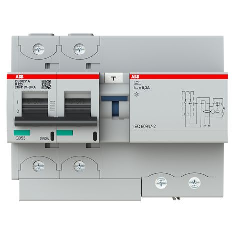 Disjoncteur Différentiel DS800P 2P 125A Cbe K 300mA Type A 2CCG001313R0001 ABB G151782