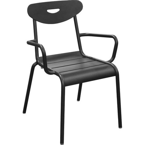 PROLOISIRS Fauteuil lounge empilable en aluminium - SMILEY - Structure tube rond Ø 25 mm - Coloris graphite