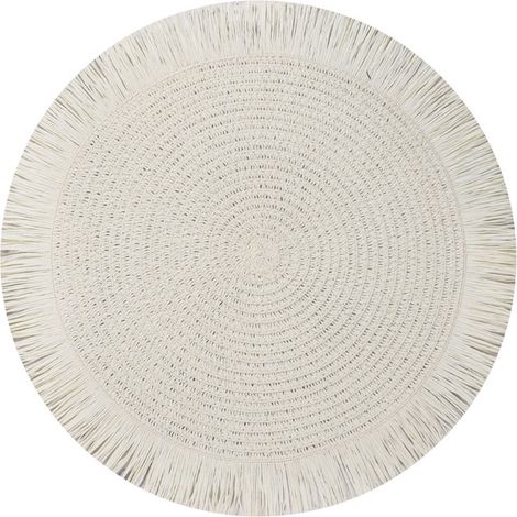 Ensemble de 4 sets de table ronds style bohème avec de jolis pompons, résistants à l'usure et à la chaleur, antidérapants, pour la cuisine, le restaurant, la table à manger et la décoration intérieure (1/4)