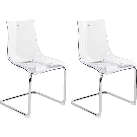Set di 2 sedie da pranzo con seduta in plastica trasparente a sbalzo Marshall