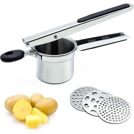Presse-purée manuelle,acier inoxydable 304,presse-purée de pommes de terre,pour légumes fruits,avec 3 disques interchangeables (1/4)