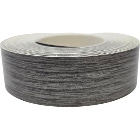 Bande de chant thermocollante 21mm x 5m épaisseur 0,50mm Mélaminé Facile à Appliquer Bricolage Étagère Meuble Panneau Bois Durable, Chêne Whiteriver Gris Brun