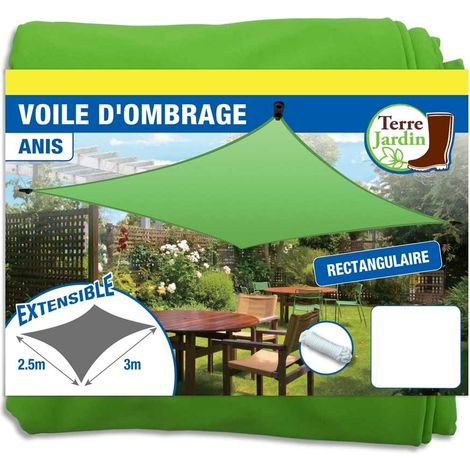 Voile d'ombrage rectangulaire extensible - - Vert (1/4)