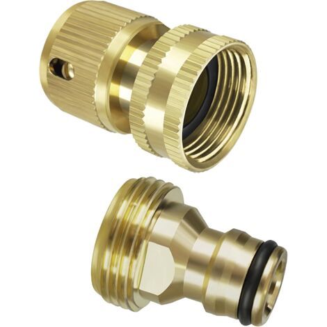 Connecteur Rapide de Tuyau D'arrosage, Connecteur de Robinet de Jardin en Laiton, Connecteur de Robinet de 3/4 Pouce, Adaptateur de Robinet de Tuyau D'arrosage à Filetage Mâle (1/5)