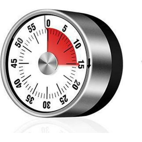 1 x Minuterie mécanique, acier inoxydable, 60 minutes, alarme forte, magnétique, pour cuisine et pâtisserie (1/4)