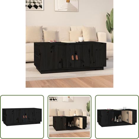 Table basse en pin - Table basse Noir 100x50x41 cm Bois massif de pin (1/5)