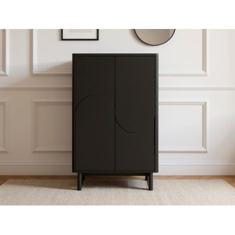 BOBOCHIC - Buffet haut 2 portes 80 cm ESTEBAN formes géométriques Noir (1/5)