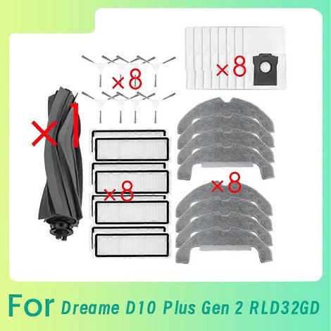 Filtre pour aspirateur brosse pour aspirateur Filtre de brosse pour aspirateur filtre de 33 Main Side Brosse Serpillière filtre de D10 Plus Gen 2 RLD32GD Sweeping Robot Aspirateur Replaceme (1/5)