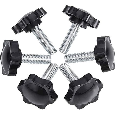 Lot de 6 vis moletées M8x25 mm, vis à main avec bouton étoile moleté en plastique, pince à vis (1/5)