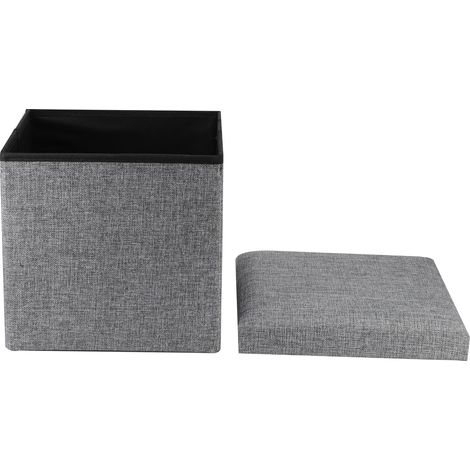 Tabouret de rangement multifonctionnel pliable en coton et lin, boîte de rangement, organisateur, tabouret pour se chausser, tabouret de rangement en tissu, tabouret de rangement en coton et lin pour (1/5)