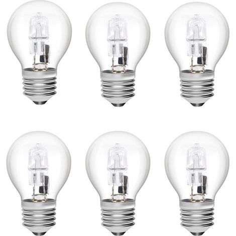 E27 Halogenlampen 28W G45 Dimmbar Glas Warmweiß 2700K Golfballform Edison Schraubbirne Transparente Abdeckung für Kronleuchter (6er-Pack)