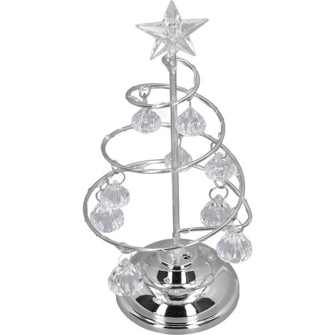 Lampe de Noël LED pour sapin, petite lampe décorative en cristal et fer, veilleuse idéale pour offrir, lumière argentée et blanche. (1/5)