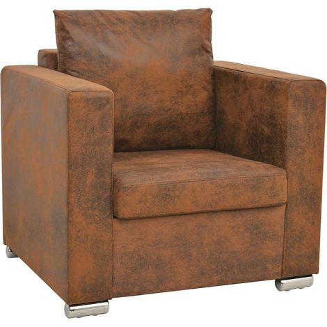 Sessel Braun 82x73x82 cm Wildlederimitat