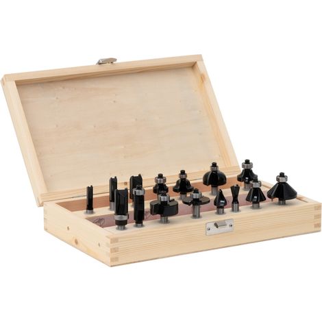 STIER Fräsersortiment, 15-teilig, 8 mm, Holzfräser, Fräser für Oberfräsen, Fräser Set