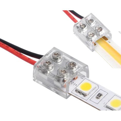 Connecteur pour rubans LED, connecteur droit 8 mm, fil à visser des deux côtés, AKS