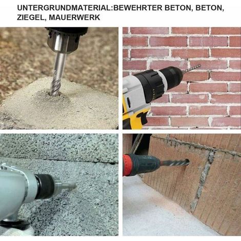 SDS Plus Betonbohrer-Set, 5 mm–16 mm x 160 mm, 4 Schneidkanten für Beton, Stein, Granit und Ziegel (9-teilig) (1/5)