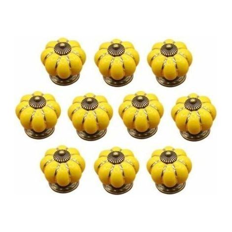 HONORNIC - (Jaune)10 Pcs Boutons de tiroir en céramique bouton de meuble pour tiroirs et placards de cuisine (1/5)