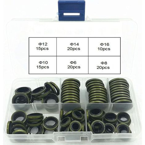 100 pcs Bague d'étanchéité Caoutchouc Kits d'assortiment Joints Toriques, Joint Bouchon Vidange Métal, Nettoyeur Haute Pression Caoutchouc Hydraulique (1/5)