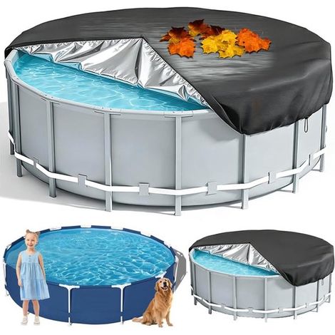 Couverture ronde pour piscine pour chien, 122 x 30 cm, imperméable, protection UV, pour piscine enfant, pliable, imperméable, pour chiens (1/5)
