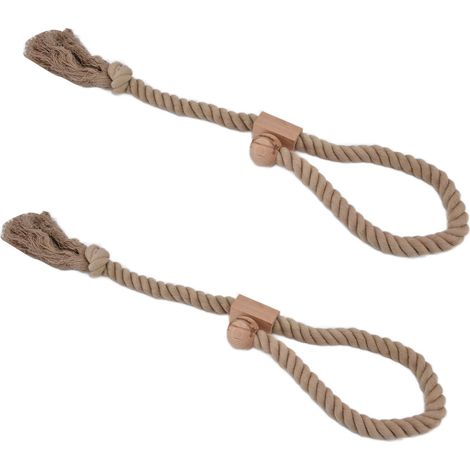 Lot de 2 embrasses de rideaux en coton, avec cordon magnétique, pour la maison (couleur foncée). (1/5)