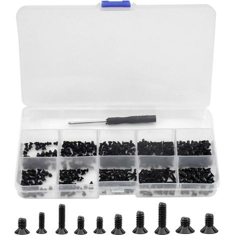 Kit De Vis M2 M2.5 M3 - 500 Pièces Vis À Tête Fraisée En Acier Au Carbone - Pour Réparation Ordinateur Montre Lunettes Bijoux (1/5)