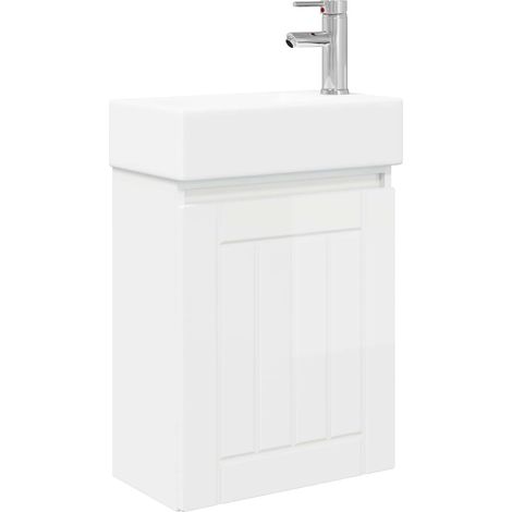 Bathroom Vanity Unit with Tap High Gloss White vidaXL