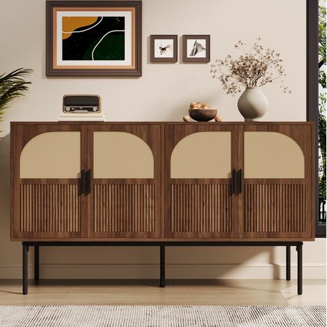 Aparador 4 puertas con almacenaje MDF 140 cm OKMYHOME (1/5)