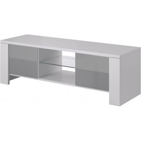 Mueble de TV Cama FURNITURE WEST - Blanco/Gris Brillo, Sistema PUSH-CLICK (1/2)