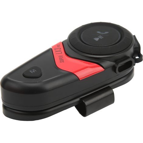 Écouteurs pour casque de moto Bluetooth 5.0, portée de 500 m, appels mains libres, système de communication universel, rouge (1/5)