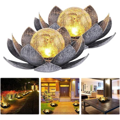 AMXCNOY Lampe Solaire Extérieur Fleur de Lotus, Lanterne Solaire Étanche IP44 Lumière Blanche Chaude pour Jardin Terrasse Cour Pelouse Balcon (1/5)