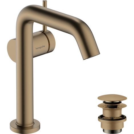 Mitigeur de lavabo avec vidage Push-Open, économie d'énergie (CoolStart), Robinet salle de bain 150mm, économie d'eau (EcoSmart+), Bronze brossé, 73340140 (1/5)