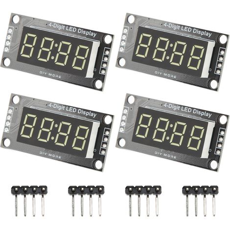 4 modules d'affichage numérique à tube LED 4 chiffres 7 segments 0,36 pouce, puce de commande TM1637, blanc MRA110F (1/5)