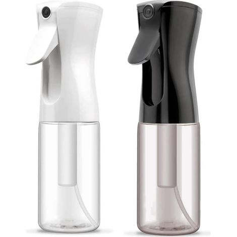 Juego de 2 botellas de vidrio de 220 ml con pulverizador de niebla continua，1 modelo blanco y 1 modelo negro con depósito de vidrio transparente (1/5)