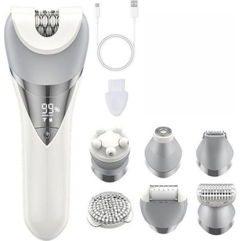 Tondeuse Électrique pour Femmes 6 en 1 Rasoir Indolore pour Femmes à Sec et Humide pour Bras, Aisselles, Bikini, Jambes, Têtes (1/4)