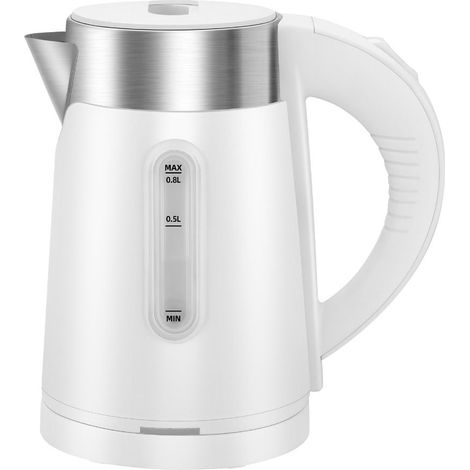 Wasserkocher mit 1 Liter Fassungsvermögen (1000 W mit sichtbarem Tank) mit ergonomischem Griff in Weiß (1/3)