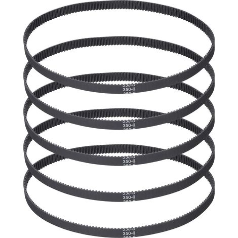 5pcs 350mm GT-2 Timing Belt 6mm Width 2mm Pitch Black (1/5)