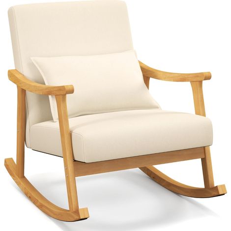 Sedia a dondolo imbottita 78 x 66 x 83 cm comfort ergonomico atmosfera accogliente stile contemporaneo tessuto beige 200012119
