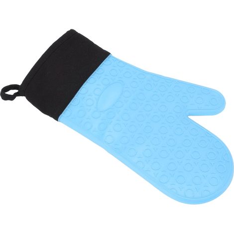 Gants de cuisine en silicone résistants à la chaleur, anti-dérapants pour four et pâtisserie, 2 doigts longs bleus (1/5)