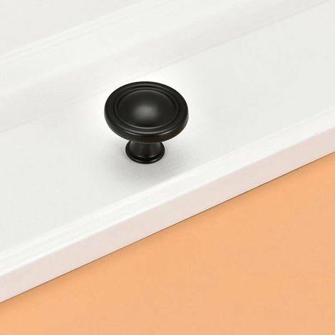 Lot de 10 poignées de porte en aluminium noir à un seul trou, pour meubles de chambre et tiroirs, entraxe de 128 mm