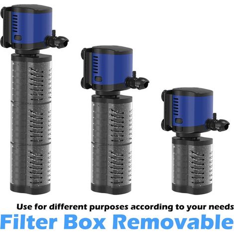 Filtre Interne d'Aquarium Pompe Submersible 4 en 1 avec Filtration à 3 Étages Oxygénation Circulation et Création de Vagues pour Poisson de Bassin (1/5)