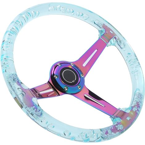 Volant de Course en Acrylique Transparent de 14 Pouces avec Conception à 6 Trous - Commande de Direction Brillante pour VTT Kart Utv - Prise en Main et Mise à Niveau élégante pour les (1/5)
