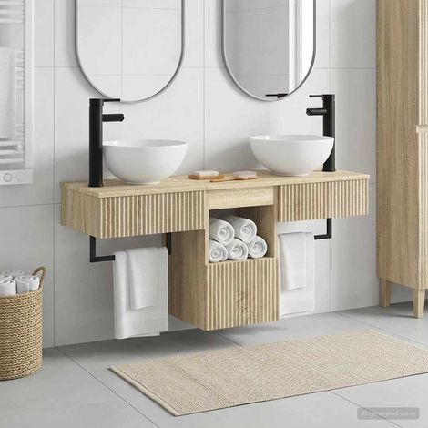 vidaXL Bathroom Furniture Set 3 pcs Sonoma Oak Engineered Wood (1/5)