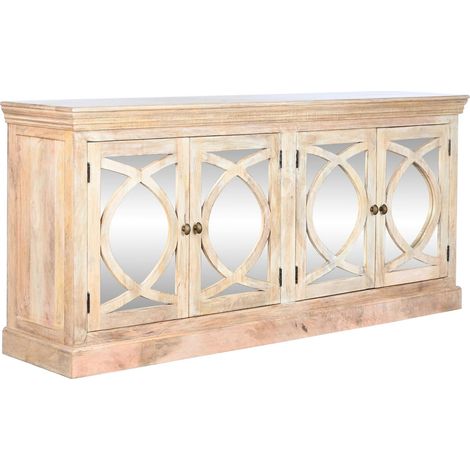 Buffet style épuré bois massif élégance naturelle - Blanc naturel décapé (1/5)