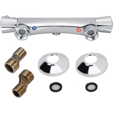 Robinet mitigeur thermostatique de douche haut de gamme chromé apparent pour salle de bain (1/5)