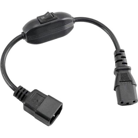 Câble IEC 320 C14 mâle vers C5 femelle avec interrupteur, 1 pied/30 cm, 18AWG, 10 A 250 V (1/5)