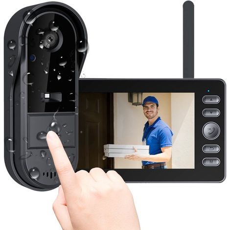 Videocitofono con schermo da 4,3 pollici, interfono interno wireless, visione notturna, non richiede app né Wi-Fi. (1/5)