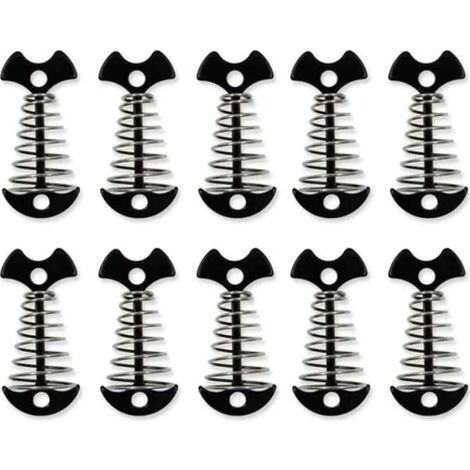 Piquets D Ancrage Avec Boucle A Ressort - En Aluminium - Pour Plancher Bois Jusqu A 4 Cm - Tensionneur De Corde De Tente - Lot De 10 (1/5)