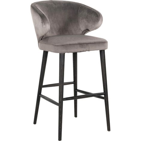 Chaise de bar Indigo velvet - Gris souris et pieds noirs (1/5)